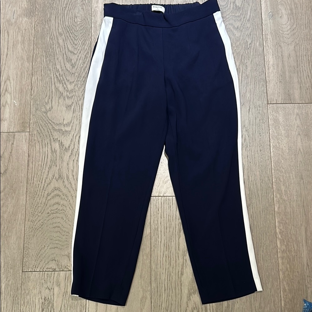 Babaton Blue Trousers with White Side Stripes